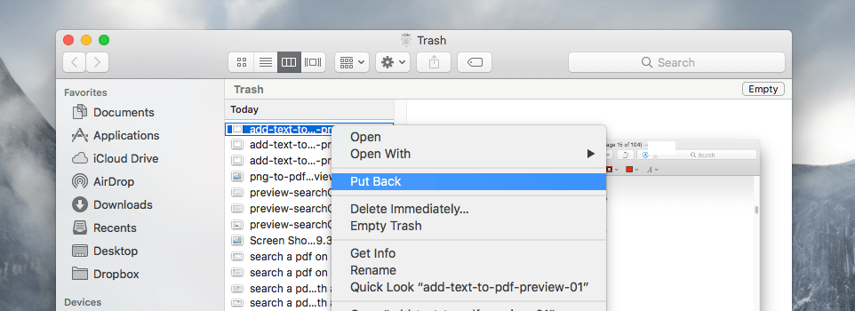 search for recovered word file mac